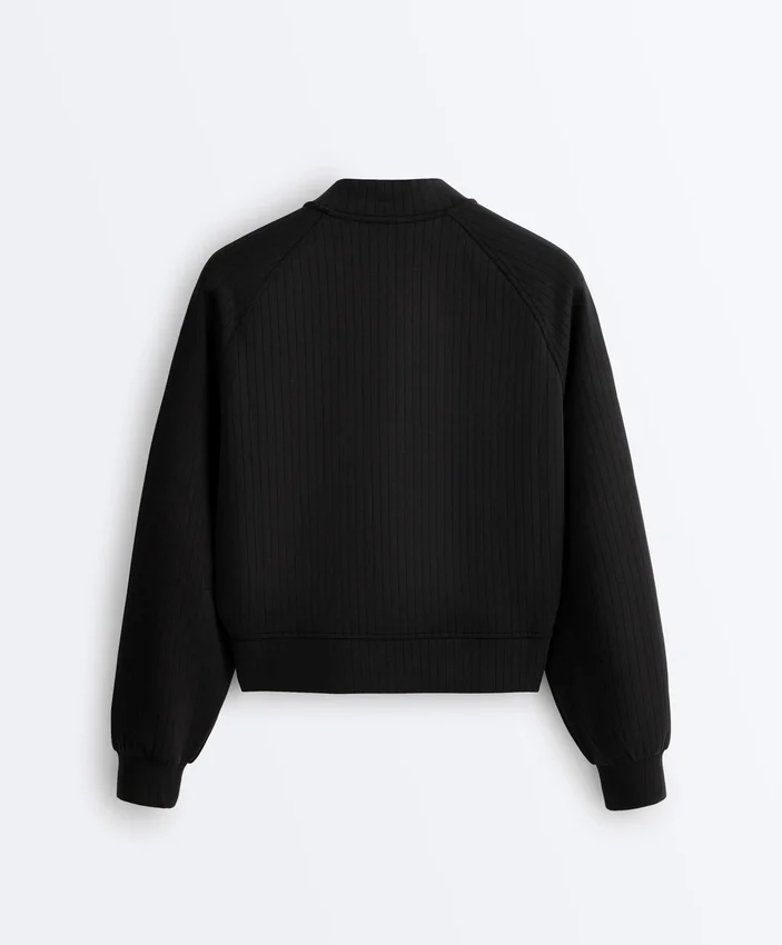 Gestreifte Bomberjacke aus Soft Touch-Modal Gestreifte Bomberjacke aus Soft Touch-Modal