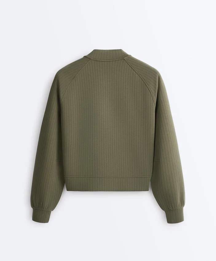 Gestreifte Bomberjacke aus Soft Touch-Modal Gestreifte Bomberjacke aus Soft Touch-Modal