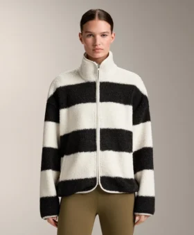 Gestreifte Lammfelljacke