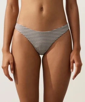 Gestreifter Bikini-Slip mit mittlerer Bedeckung und U-Ausschnitt