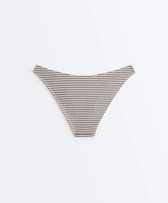Gestreifter Bikini-Slip mit mittlerer Bedeckung und U-Ausschnitt Gestreifter Bikini-Slip mit mittlerer Bedeckung und U-Ausschnitt