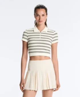 Gestreiftes, nahtloses Kurzarm-Poloshirt für Shorts Gestreiftes, nahtloses Kurzarm-Poloshirt für Shorts