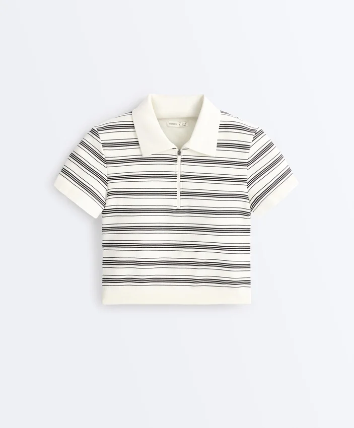 Gestreiftes, nahtloses Kurzarm-Poloshirt für Shorts Gestreiftes, nahtloses Kurzarm-Poloshirt für Shorts