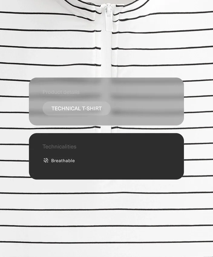 Gestreiftes, ärmelloses T-Shirt mit halbem Reißverschluss Gestreiftes, ärmelloses T-Shirt mit halbem Reißverschluss