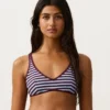 Gestreiftes, strukturiertes Neckholder-Oberteil für Bikinis Gestreiftes, strukturiertes Neckholder-Oberteil für Bikinis
