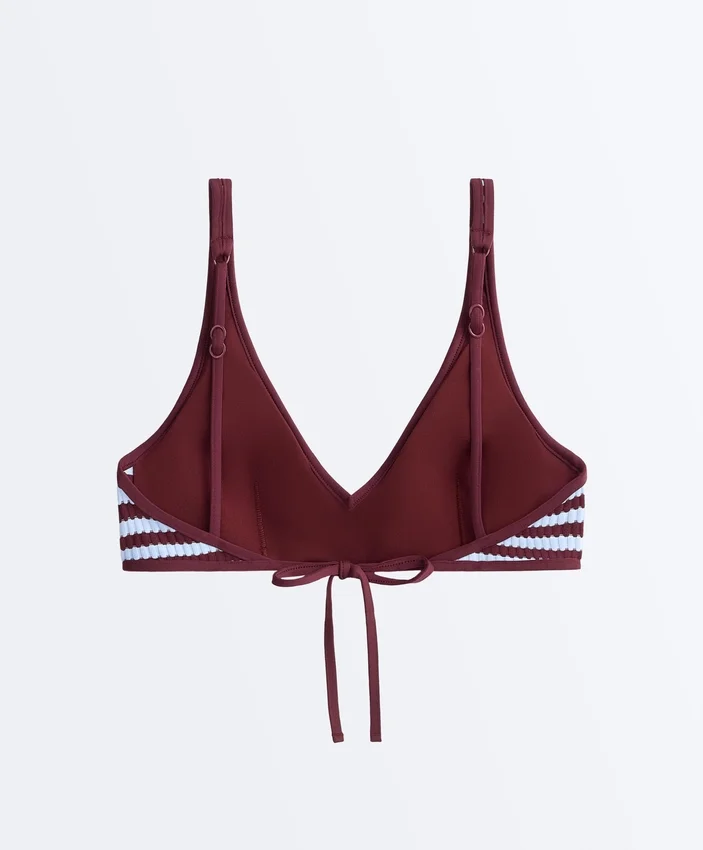 Gestreiftes, strukturiertes Neckholder-Oberteil für Bikinis Gestreiftes, strukturiertes Neckholder-Oberteil für Bikinis