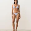 Strukturierter, gestreifter Bikini-Slip mit mittlerer Bedeckung und Bindebändern