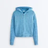 Gewaschene Kapuzenjacke aus Zopfstrick