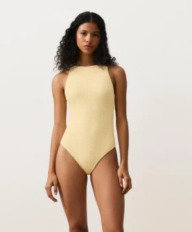 Halter-Badeanzug aus Häkelstoff mit Bubble-Struktur