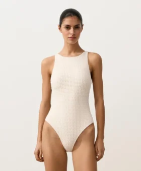 Halter-Badeanzug aus Häkelstoff mit Bubble-Struktur