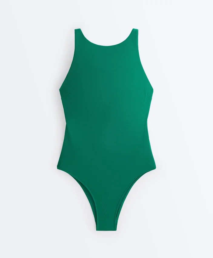 Halter-Badeanzug aus Piqué Halter-Badeanzug aus Piqué