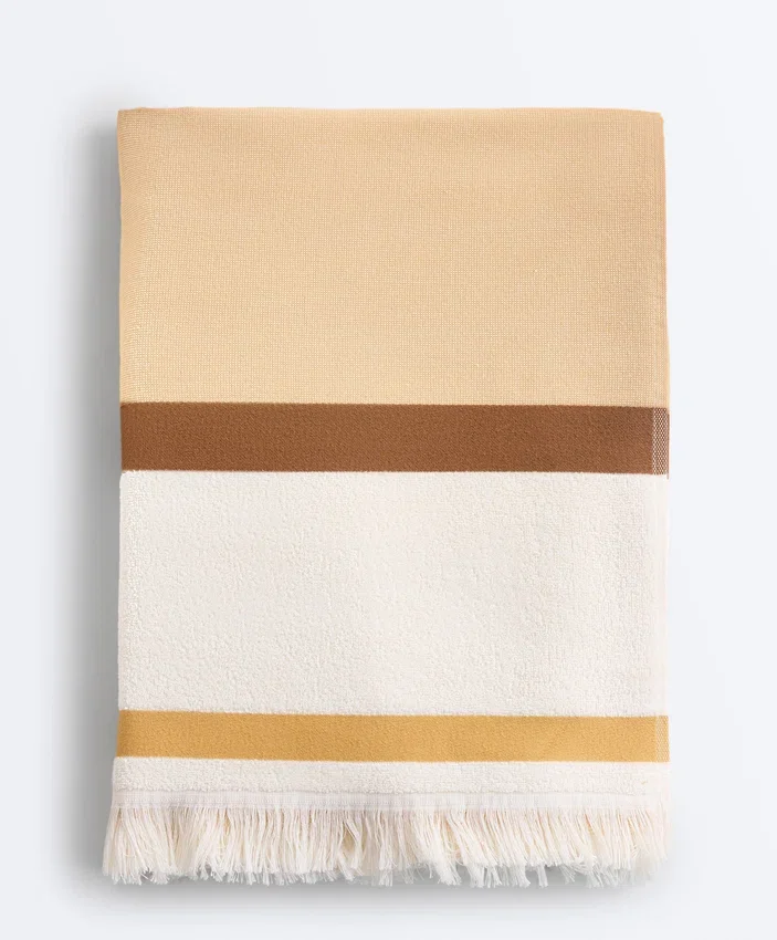 Handtuch aus 100 % Baumwolle mit Streifenmuster Handtuch aus 100 % Baumwolle mit Streifenmuster