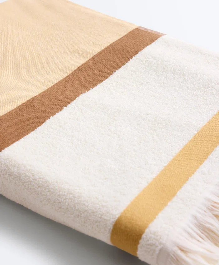 Handtuch aus 100 % Baumwolle mit Streifenmuster Handtuch aus 100 % Baumwolle mit Streifenmuster