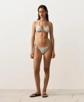 Bikinis-Slip mit mittlerer Bedeckung und seitlichen Bändern aus Häkelstoff mit Wellenmuster