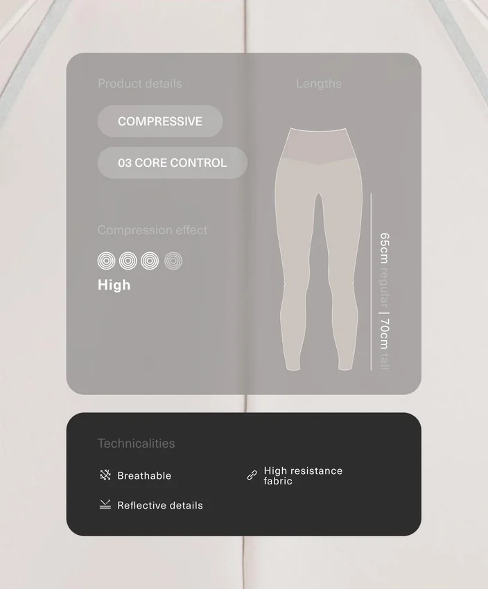 Hoch geschnittene, kompressive, reflektierende Core Control-Leggings in Knöchellänge Hoch geschnittene, kompressive, reflektierende Core Control-Leggings in Knöchellänge