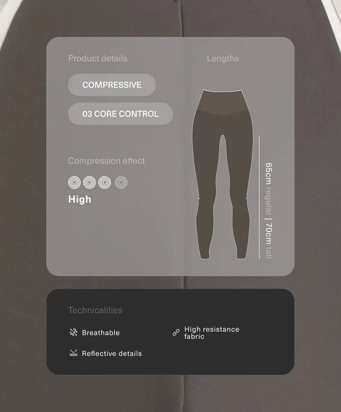 Hoch geschnittene, kompressive, reflektierende Core Control-Leggings in Knöchellänge Hoch geschnittene, kompressive, reflektierende Core Control-Leggings in Knöchellänge