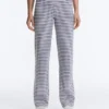 Hoch taillierte Comfortlux-Hose mit geradem Bein und Streifenmuster Hoch taillierte Comfortlux-Hose mit geradem Bein und Streifenmuster