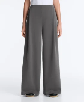 hoch taillierte hose aus baumwollpiqu mit weitem bein 1 280x339 - Hoch taillierte Hose aus Baumwollpiqu&eacute; mit weitem Bein