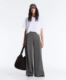 hoch taillierte hose aus baumwollpiqu mit weitem bein 2 280x339 - Hoch taillierte Hose aus Baumwollpiqu&eacute; mit weitem Bein