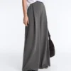 Hoch taillierte Hose aus Baumwollpiqué mit weitem Bein
