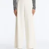 Hoch taillierte Twill-Hose mit weitem Bein und Falten Hoch taillierte Twill-Hose mit weitem Bein und Falten