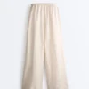 Hose aus 100 % Leinen mit geradem Bein Hose aus 100 % Leinen mit geradem Bein