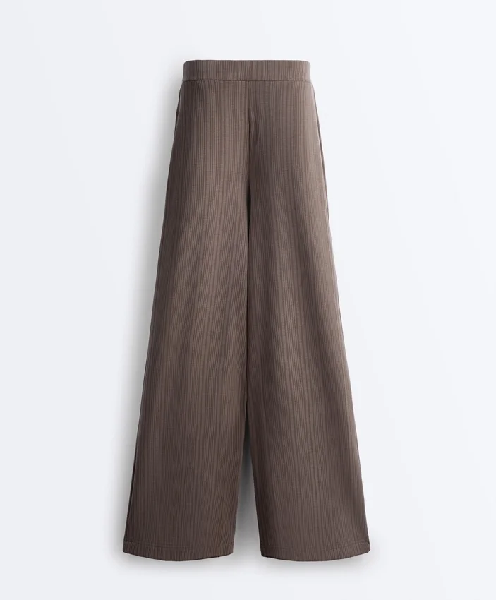 Hose mit geradem Bein, asymmetrischem Streifen und Modal Hose mit geradem Bein, asymmetrischem Streifen und Modal