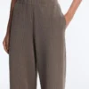 Hose mit geradem Bein, asymmetrischem Streifen und Modal Hose mit geradem Bein, asymmetrischem Streifen und Modal