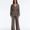 Hose mit geradem Bein, asymmetrischem Streifen und Modal Hose mit geradem Bein, asymmetrischem Streifen und Modal