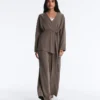 Hose mit geradem Bein, asymmetrischem Streifen und Modal Hose mit geradem Bein, asymmetrischem Streifen und Modal