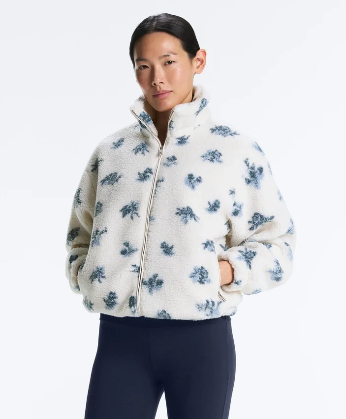 Jacke aus Kunstfell mit Blumenmuster Jacke aus Kunstfell mit Blumenmuster