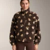 Jacke aus Kunstlammfell mit Blumenmuster