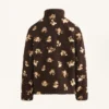 Jacke aus Kunstlammfell mit Blumenmuster