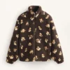 Jacke aus Kunstlammfell mit Blumenmuster
