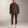 Jacke aus Kunstlammfell mit Blumenmuster