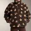 Jacke aus Kunstlammfell mit Blumenmuster