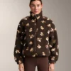 Jacke aus Kunstlammfell mit Blumenmuster