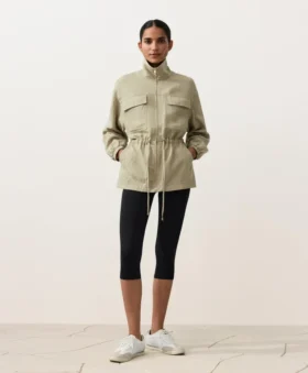 jacke aus lyocell und 24 leinen mit geraffter taille 2 1 280x339 - Jacke aus Lyocell und 24 % Leinen mit geraffter Taille