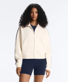 Jacke aus Piqué-Baumwolle mit Fischgrätenmuster an den Seiten