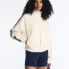 Jacke aus Piqué-Baumwolle mit Fischgrätenmuster an den Seiten Jacke aus Piqué-Baumwolle mit Fischgrätenmuster an den Seiten