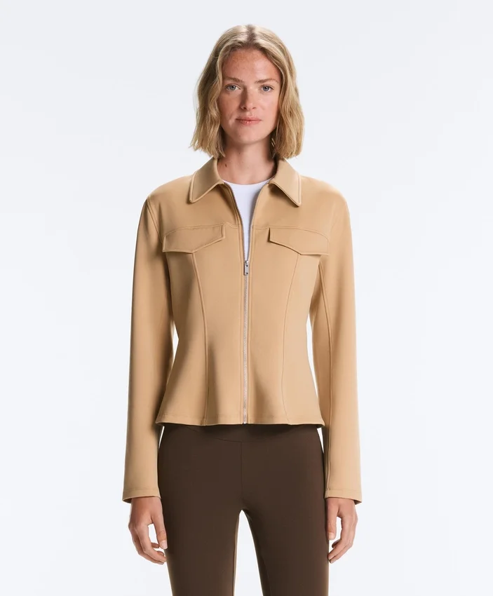 Jacke im Neopren-Look mit Schößchen und Rippbündchen Jacke im Neopren-Look mit Schößchen und Rippbündchen
