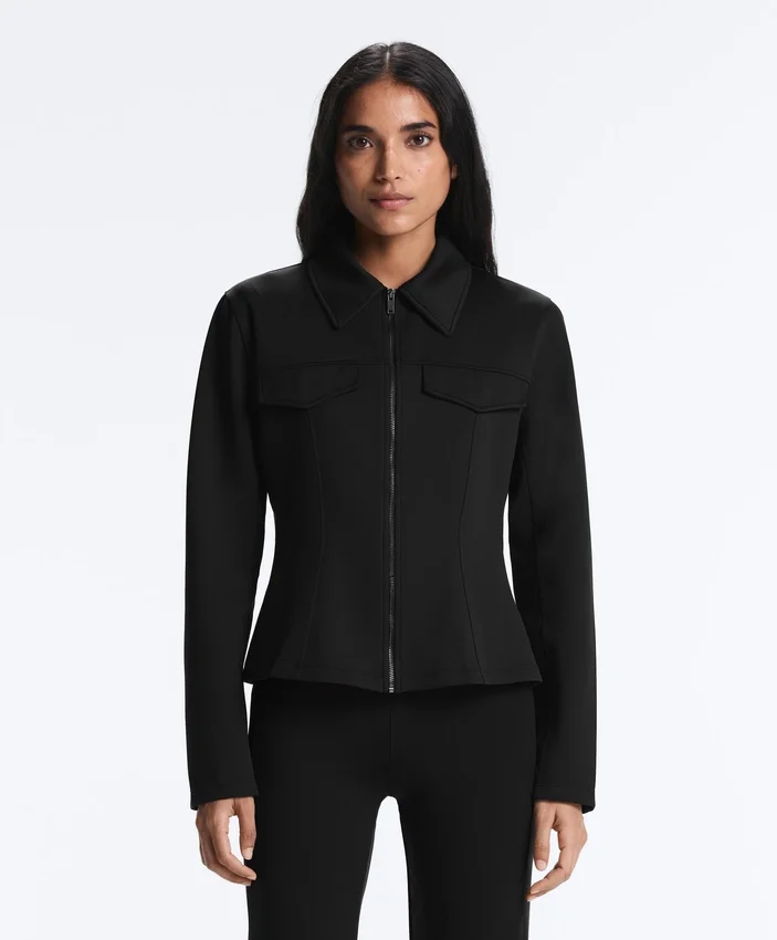 Jacke im Neopren-Look mit Schößchen und Rippbündchen Jacke im Neopren-Look mit Schößchen und Rippbündchen