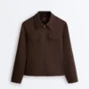 Jacke im Neopren-Look mit Schößchen und Rippbündchen