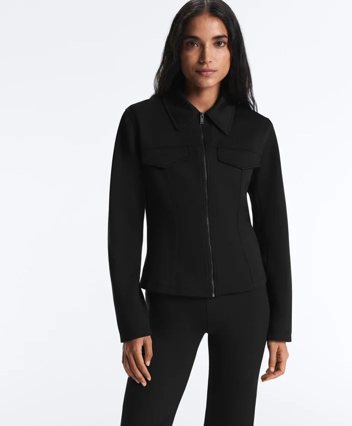 Jacke im Neopren-Look mit Schößchen und Rippbündchen Jacke im Neopren-Look mit Schößchen und Rippbündchen