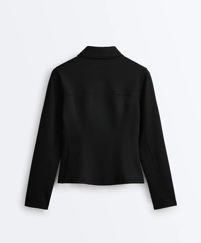 Jacke im Neopren-Look mit Schößchen und Rippbündchen Jacke im Neopren-Look mit Schößchen und Rippbündchen