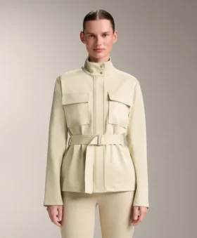 Jacke in Neopren-Optik mit Gürtel