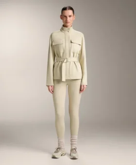 Jacke in Neopren-Optik mit Gürtel