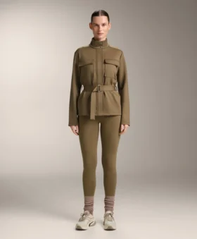Jacke in Neopren-Optik mit Gürtel