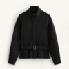 Jacke mit Gürtel aus gebürstetem Modal Jacke mit Gürtel aus gebürstetem Modal