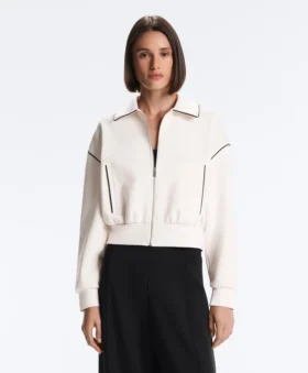 Jacke mit Paspeln im Neopren-Look